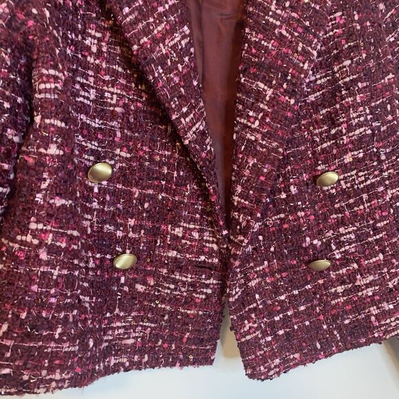House of Harlow 1960 Tweed Blazer Cropped Pink Academia - Size Medium - Picture 3 of 13